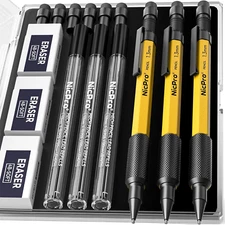 Nicpro 3 PCS 1.3 Mm Mechanical Pencils Set with 36 Lead Refill, 3 Eraser - Weath