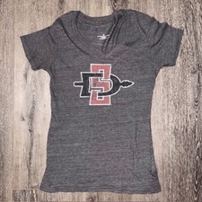 SAN DIEGO STATE AZTECS Gray Collegiate SS T-shirt Women Size M Medium EUC