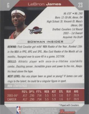 2004-05 Bowman Draft Picks & Prospects - LeBron James #23 for sale