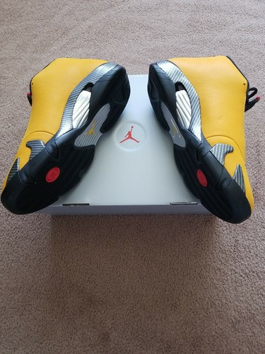 Air Jordan 14 2019 Retro SE Yellow Reverse Ferrari University Gold Blk Size 13 - Picture 6 of 10