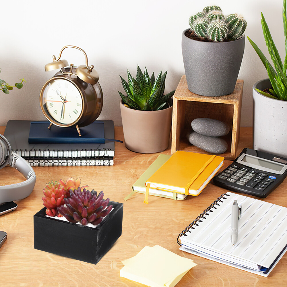 2 Pcs Flower Pot Box Wooden Square Planter Indoor Window Boxes eBay