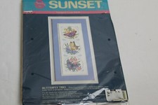 Sunset Butterfly Trio Stamped Cross Stitch Kit 13035 Complete but Opened 1990