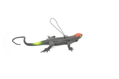 Lizard, Black with Red Head, Rubber Toy, Realistic Figure, Model