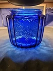 Vintage Anchor Hocking Cookie Jar - Mayfair or Open Rose - Cobalt Blue - NO LID.