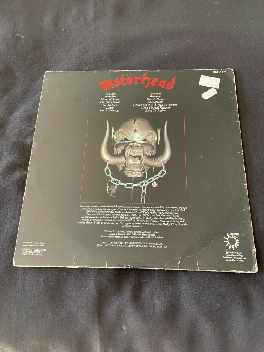 Vintage Motorhead Iron Fist LP Record Album Vinyl 12 No 