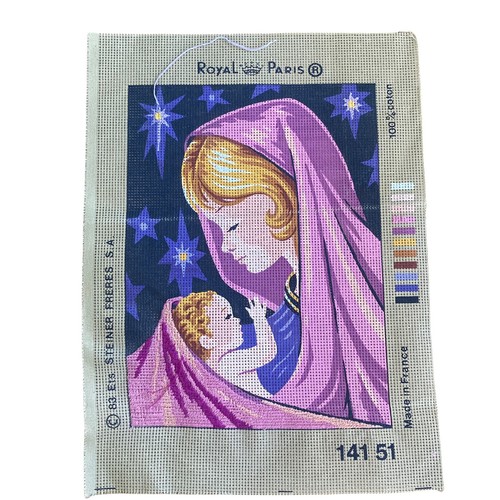 Partial Worked Royal Paris Needlepoint Canvas No:141 51 Mary & Child 29.5 x 22cm