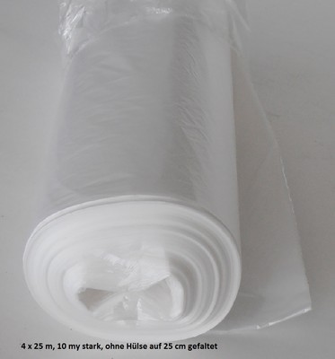 HDPE Abdeckfolie 10 my stark, 4 x 25 m = 100 qm (auf 25 cm o. Hülse aufgerollt)