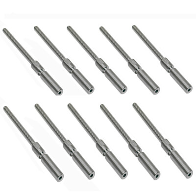 S.Steel 316 Marine Swageless Stud 1/4'' Full Thread Used For 1/8'' Cable Wire,10PC