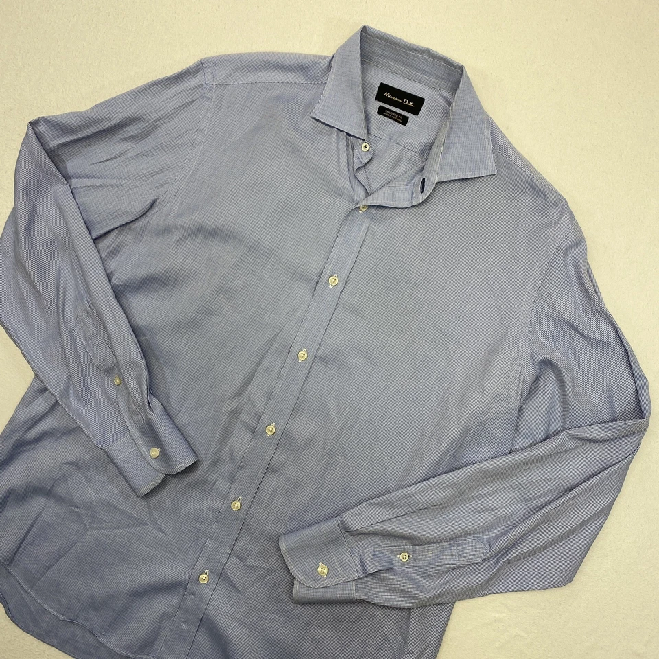Camisa de vestir Mossimo Dutti para hombre talla grande azul manga larga abotonada Foto 2 de 4