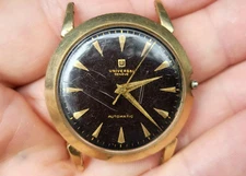 Universal Geneve Bumper Automatic Watch 138SS Black Dial 14K Gold Filled AS IS 