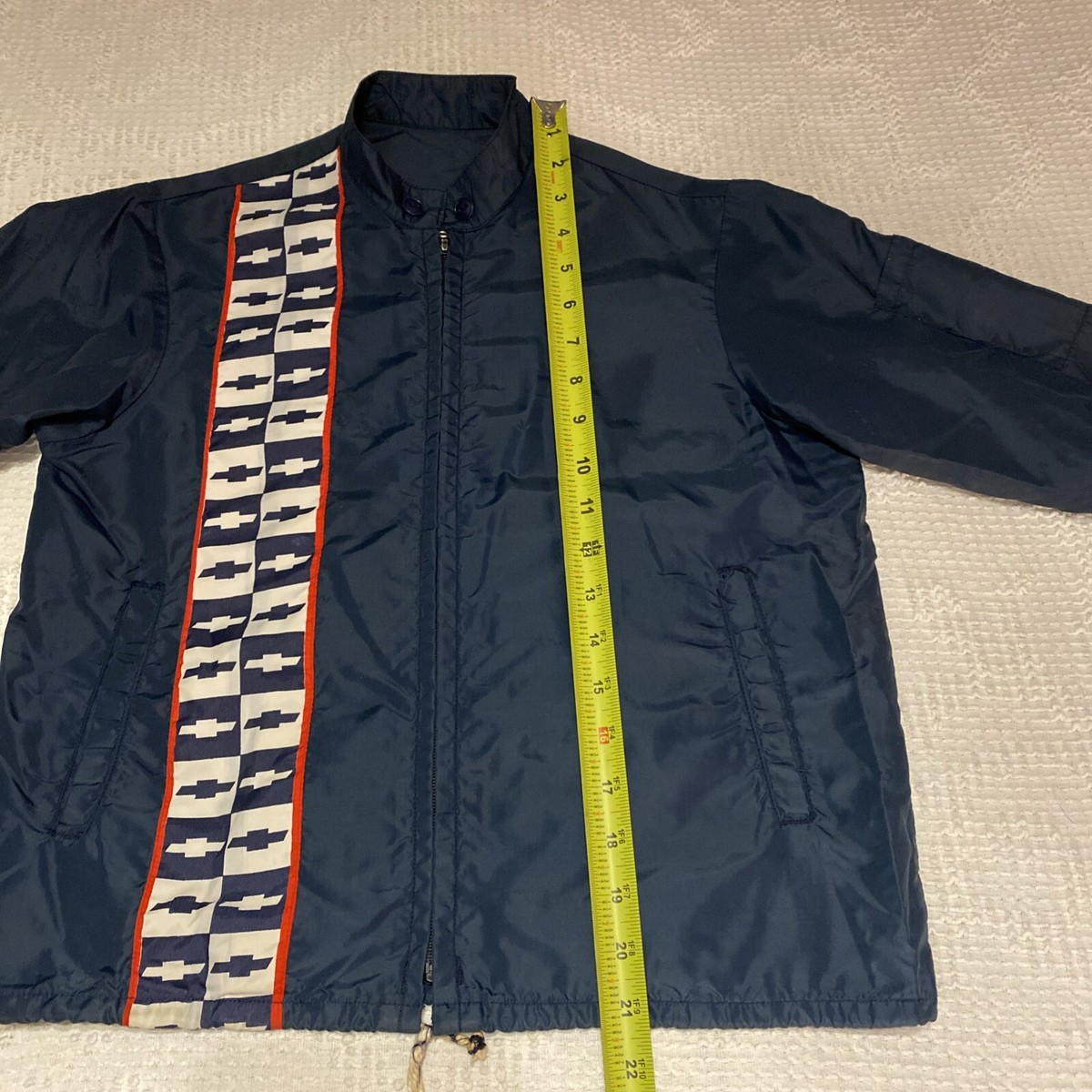 Vintage 1960s Chevrolet Windbreaker Jacket YOUTH Blue Vtg Chevy