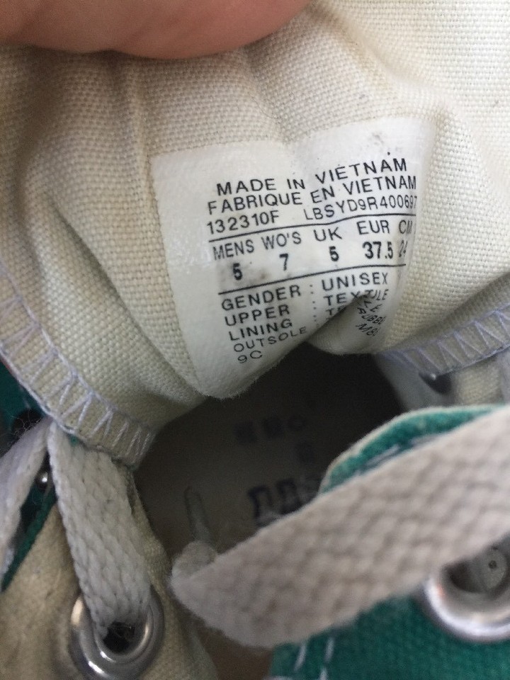 CONVERSE Chuck Taylor Brass Stud Green Athletic Shoes Mens Size 5