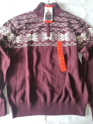 Wetterfester Vintage Herren Medium Fair Isle 1/4 Reißverschluss Strickpullover