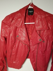 bebe red leather jacket