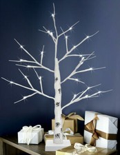 2ft Christmas Table Top White Twig Tree Pre-Lit 24 LED 60cm Mains Adaptor TREE02