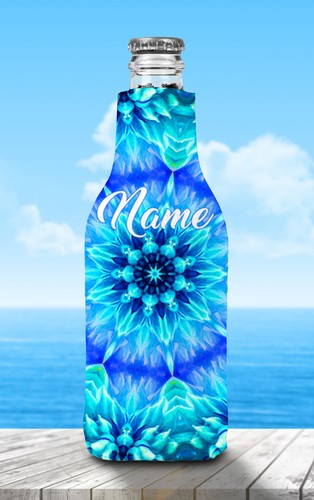 Mandala Personalised Stubby Holder Zip Up Bottle Cooler Collapsible - Picture 8 of 9