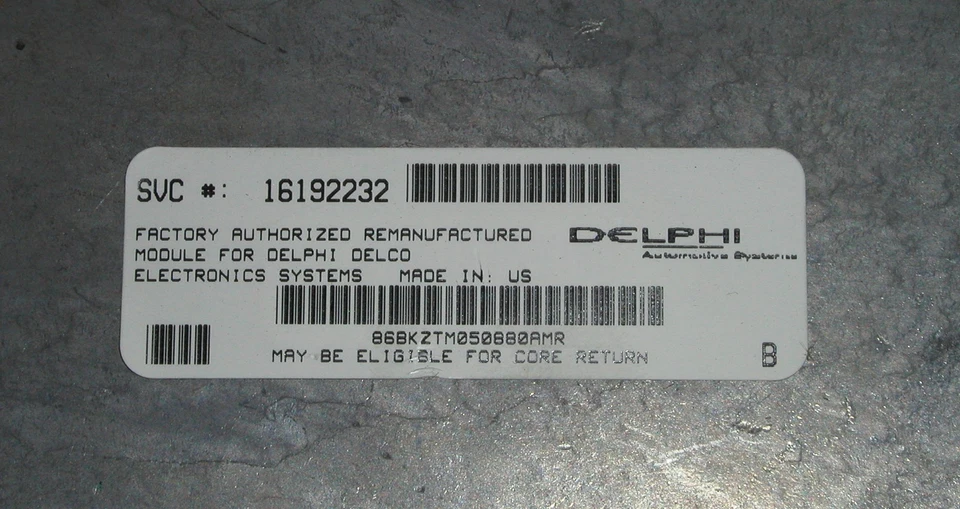 Unidade de controle eletrônico ACDelco GM ECU Computer 16192232 & 88961151 Reman - Imagem 2 de 3