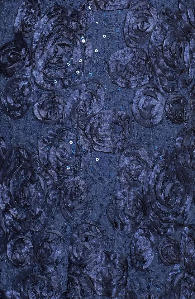 Vestido Alex Evenings azul marinho lantejoulas roseta renda linha A tamanho 10 $269 - Imagem 3 de 3