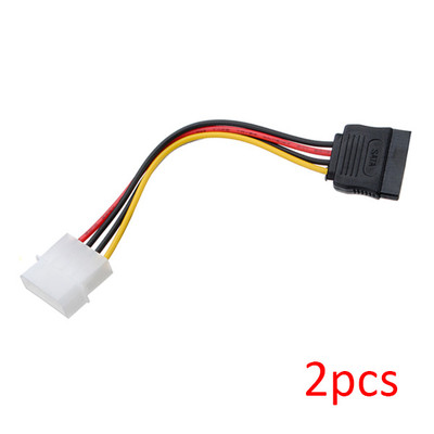 2pcs 6'' Inch (16cm) 4-pin Molex to 15-pin SATA Power Cable Adapter Connector