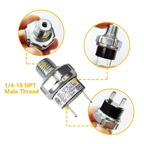 Pair of Air Pressure Switch 135-175 PSI Tank Mount Type Thread 1/4"NPT 12V 24... - Picture 5 of 6