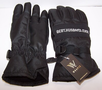 BEST HUSBAND EVER Waterproof Insulated Gloves BLACK Size Large