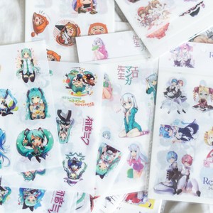 6 pcs cute anime manga transparent stickers diary japanese stationery