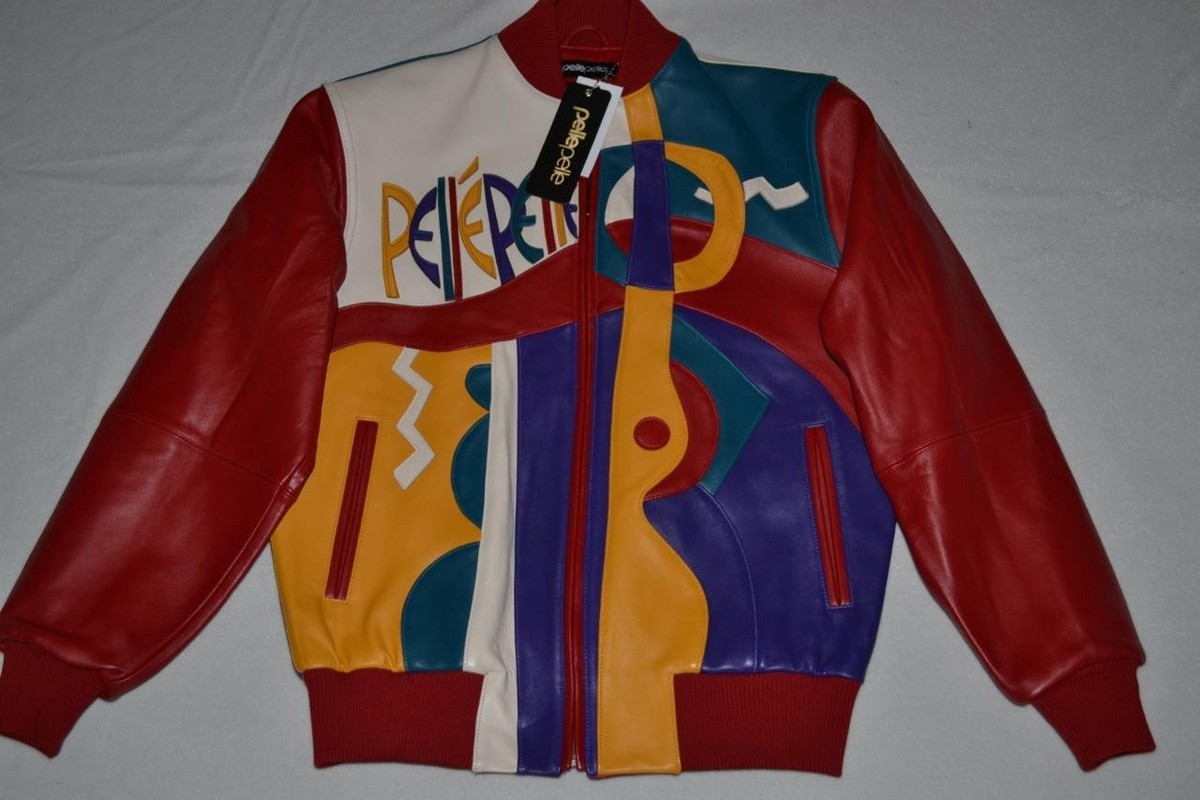 Pelle Pelle Men's LEATHER PICASSO PLUSH Jacket RED MULTI All Sizes