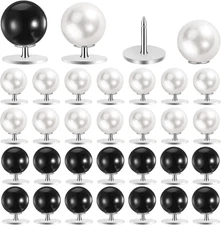 30 Sets Pearl Pins for Clothes Pearl Buttons No Sew Buttons 10Mm Removable Brooc