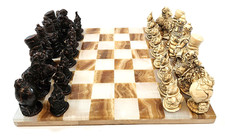 Alice in Wonderland Chess Set, Resin Figures, Onyx Chess Board
