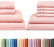Baby Pink Queen Bed Sheets Set - 4 6 Piece Collection by