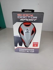 SHOCK DOCTOR - ADULT LARGE - Black Compression Short With Pocket & Cup - NEW!