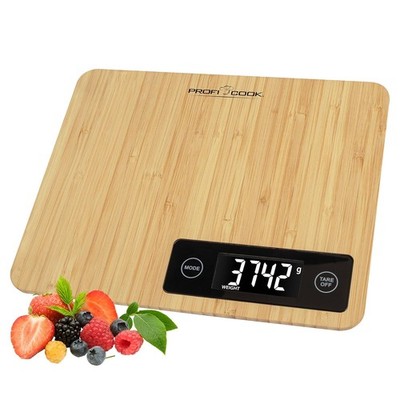 ProfiCook  Küchenwaage aus 100% Bambus, LCD | Küchenwaage digital | PC-KW 1271