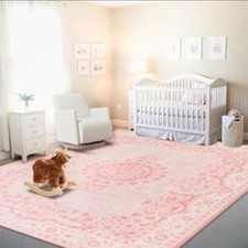 ISTANA Oriental Pink Area Rug 9 x 12 ft 100% Polyester Rectangle