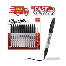 Sharpie Permanent Markers, Fine Point, Black, 12 Count