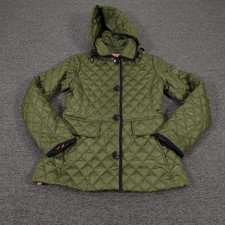 Kate Spade Coat Womens XS Green Quilted Hoode...