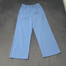 Halara Wide Leg Pants Womens M Blue Pull On Trousers Pleated Work Stretch Pocket