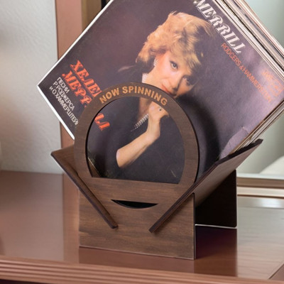 Wooden Vinyl Record Rack LP Display Stand for Turntable Setup Gift for Collector