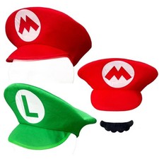 Mario  Luigi Foam Hat Cap and Moustaches Costume Party Cosplay Shows Dress Up