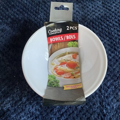 Cooking Concepts Microwave Dishes White Plastic Bowls Set Of 2 (XS1)