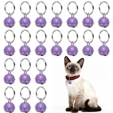 20Set 18mm Cat Bells, Copper Bells for Collars with Key Ring, Light Purple