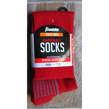 1 Pair - Franklin Youth SMALL Baseball Socks - Shoe Size 10-1 - RED - Fast Ship 