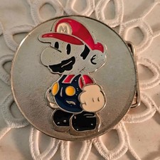 vintage Silver Mario belt buckle Nintendo...