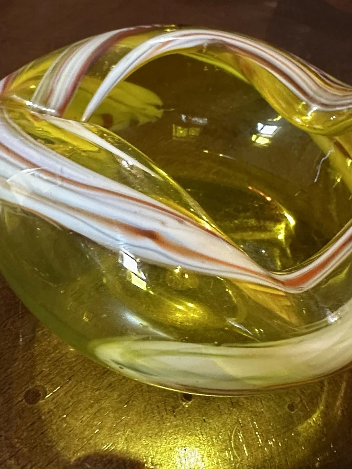 Cenicero de vidrio de arte japonés vintage plato de caramelo tazón acento ICE LIMON color retro Foto 4 de 4