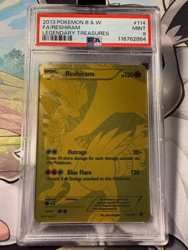 PSA 9-Reshiram - 2013 Legendary Treasures 114/113 SECRET RARE F.A. B&W