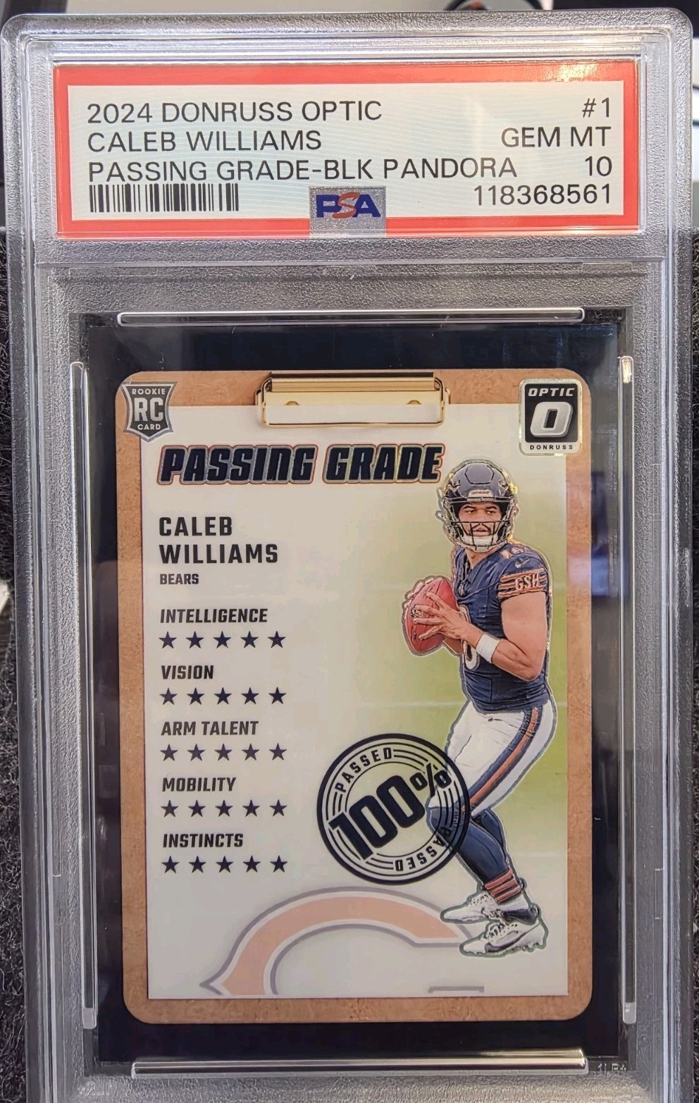 Caleb Williams Panini Donruss Optic Passing Grade #1 Black Pandora