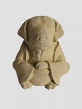 Zen Dog Figurine Concrete Garden Sculpture “Loyalty” Inscribed 
