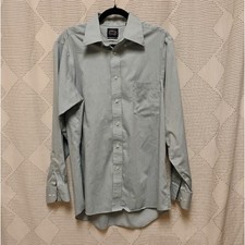 Eagle Shirtmakers Men's Sky Blue Dress Shirt Regular Fit Size 16 Stretch Collar