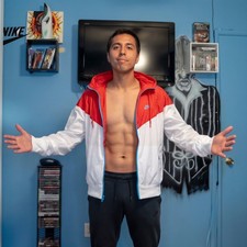 Nike Vintage Rare Windrunner Jacket Hyperfuse Light Nylon Glanz Red White M