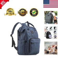 Stylish Waterproof Diaper Bag Backpack with Changing Station for Moms - Blue
