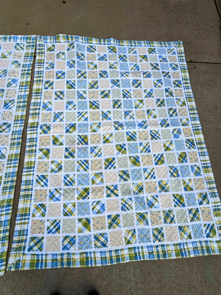 vintage handmade quilt twin patchwork hand made block 63x81 rustic primitive - Image 2 of 4